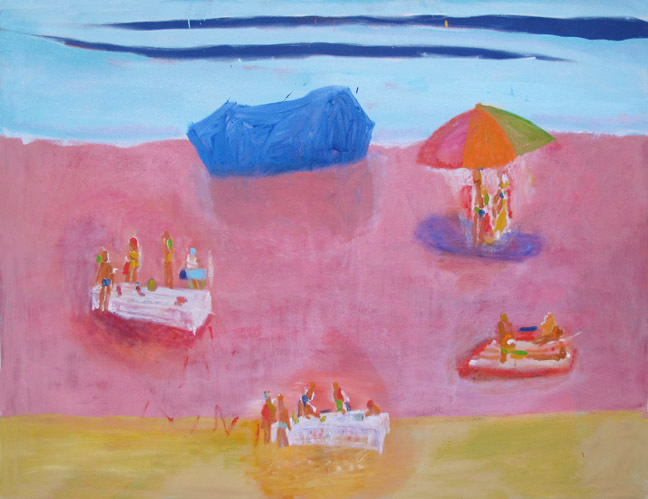 "Picnic at Blue Rock," oil on canvas, by Katherine Bradford.