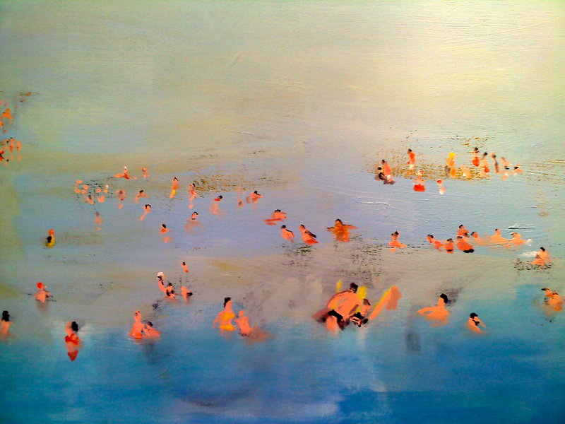 "East Beach" oil on canvas, by Katherine Bradford.