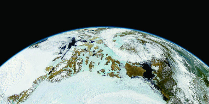 "Northern Canada and Northern Greenland, OrbView-2" by Michael Benson, July 9, 1999.