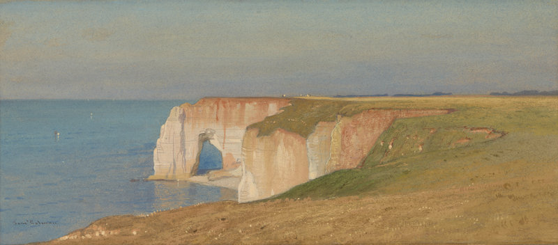 "Cliffs at Etretat" by Samuel Colman, watercolor on paper, circa 1873.