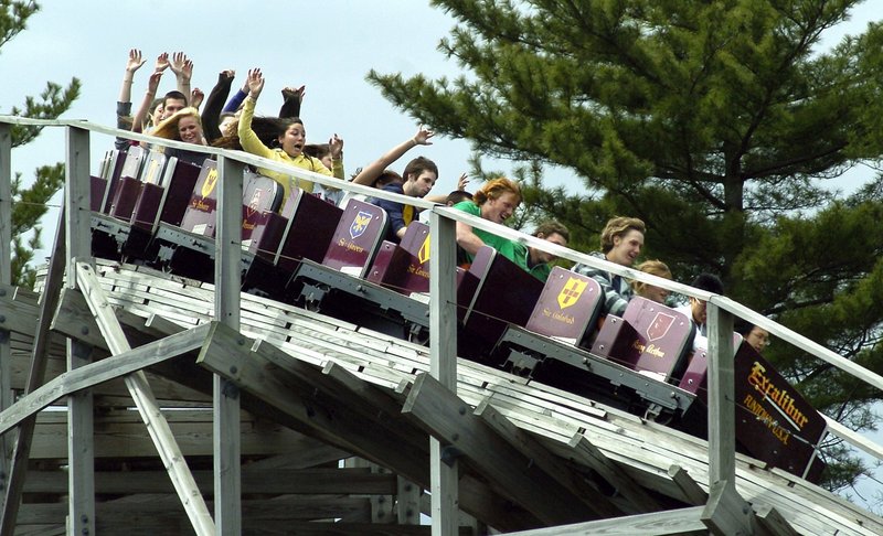 The Excalibur roller coaster is a popular ride at Funtown/Splashtown in Saco.