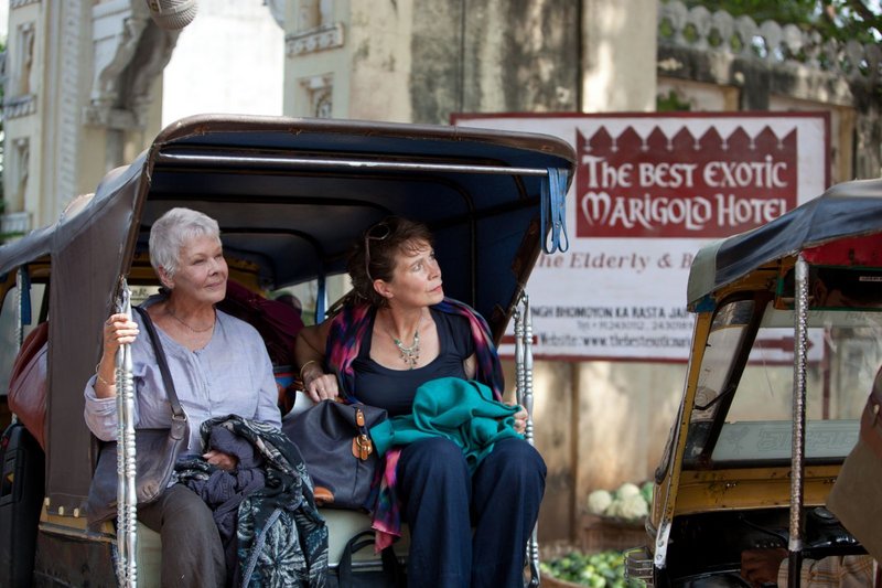 Judie Dench, left, and Celia Imrie are among a group of getting-on-in-years Brits who travel to India to live out their days in "The Best Exotic Marigold Hotel".