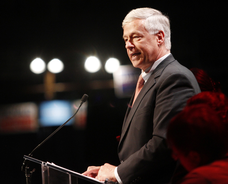 U.S. Rep. Michael Michaud speaks during the convention at the Augusta Civic Center Friday.