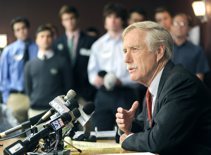 U.S. Senate candidate Angus King, speaking during a press conference in Brunswick today: "This money is destroying our politics,"