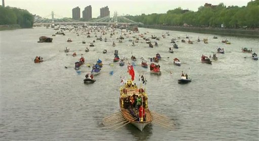 The Gloriana leads part of the flotilla of 1,000 vessels on the River Thames, during a river pageant to celebrate the queen's Diamond Jubilee in London.