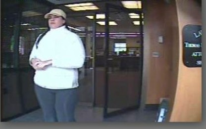 This police photo shows an image of the woman who robbed the Bank of New Hampshire in Conway, N.H., on May 21.