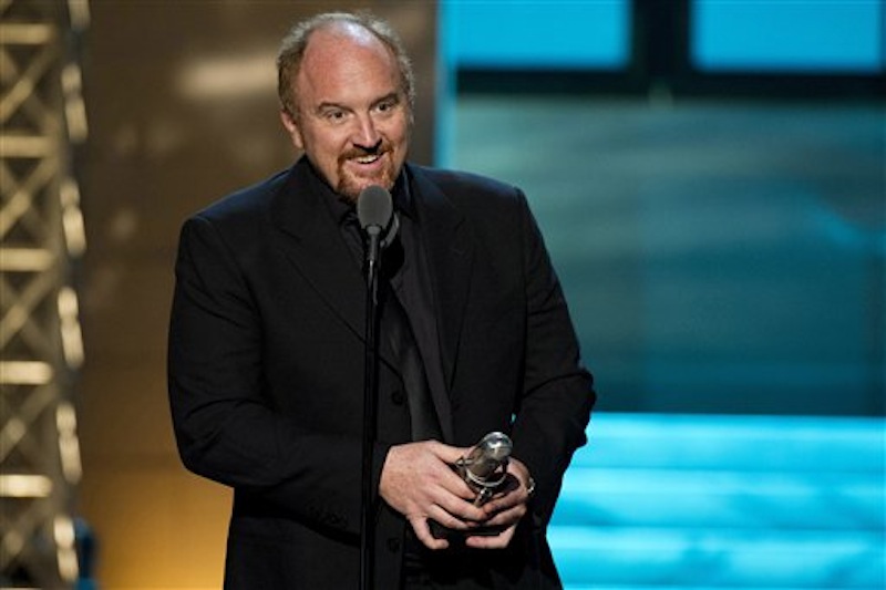 In this April 28, 2012 file photo, comedian Louis C.K. from the FX comedy "Louie" appears onstage at The 2012 Comedy Awards in New York. After selling a comedy special directly to fans and upending the comedy business, Louis C.K. is taking the same approach with tickets to his next tour. The comedian announced Monday, June 25, that he'll charge a flat, no-fee rate of $45 to all of the shows on a 39-city tour he kicks off in October. Tickets will bypass ticketing services and be available only through louisck.com. Louis C.K.'s show ìLouieî debuts its third season on FX on Thursday. (AP Photo/Charles Sykes, file)