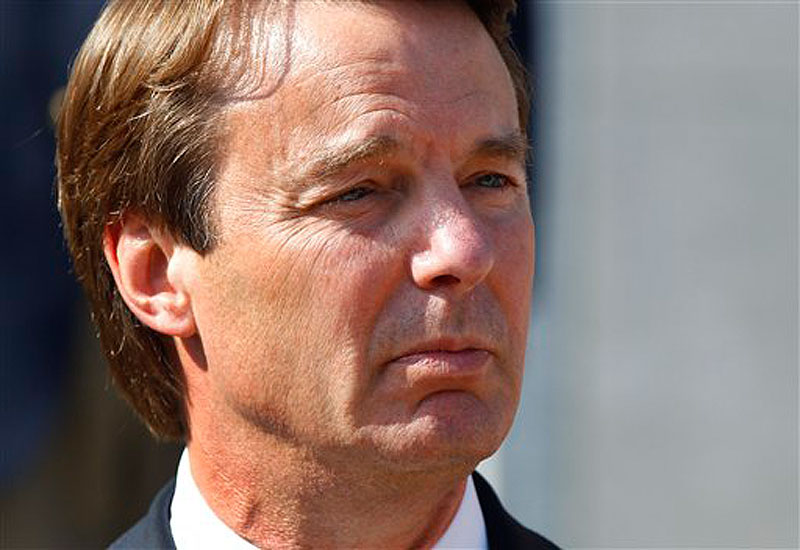 In this May 31, 2012 file photo, ex-presidential candidate John Edwards speaks outside a federal courthouse after his campaign finance fraud case ended in a mistrial, in Greensboro, N.C. Jurors acquitted Edwards on one charge and deadlocked on the other five, unable to decide whether he used money from two wealthy donors to hide his pregnant mistress while he ran for president and his wife was dying of cancer. His mistress, Rielle Hunter, has written a memoir about herself and her relationship with Edwards, and their daughter, set to be released June 26. (AP Photo/Chuck Burton, File)