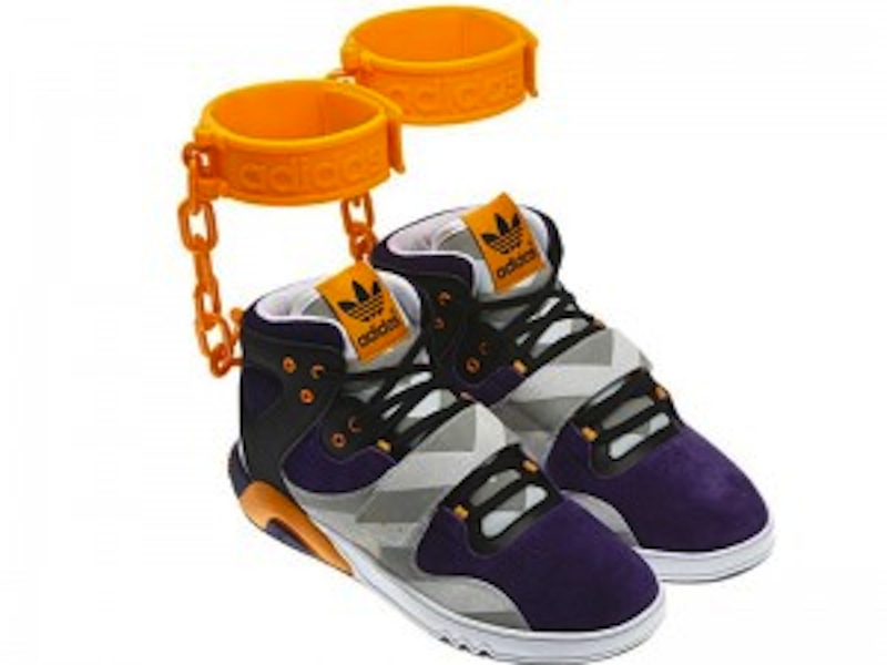 A pair of Adidas JS Roundhouse Mid shackle sneakers.