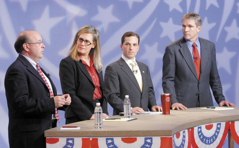 Democratic candidates for U.S. Senate are, from left, Matt Dunlap, Cynthia Dill, Benjamin Pollard and Jon Hinck.