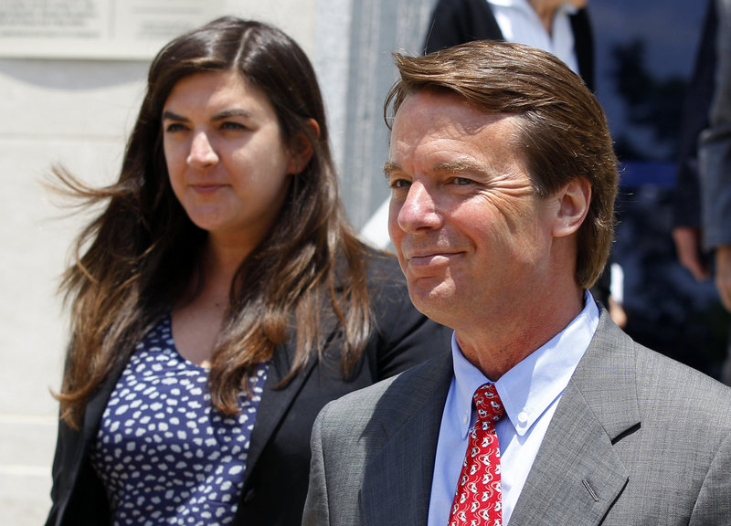 John Edwards, shown Wednesday with his daughter Cate, said he “did an awful, awful lot that was wrong and there is no one else responsible for my sins.”