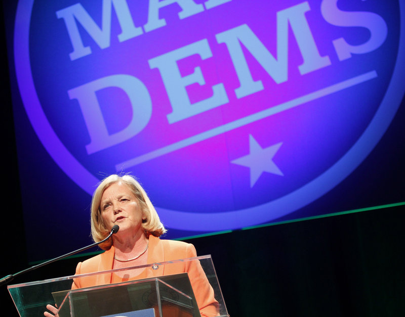 U.S. Rep. Chellie Pingree tells the state convention: "There's a tremendous amount at stake in this election."