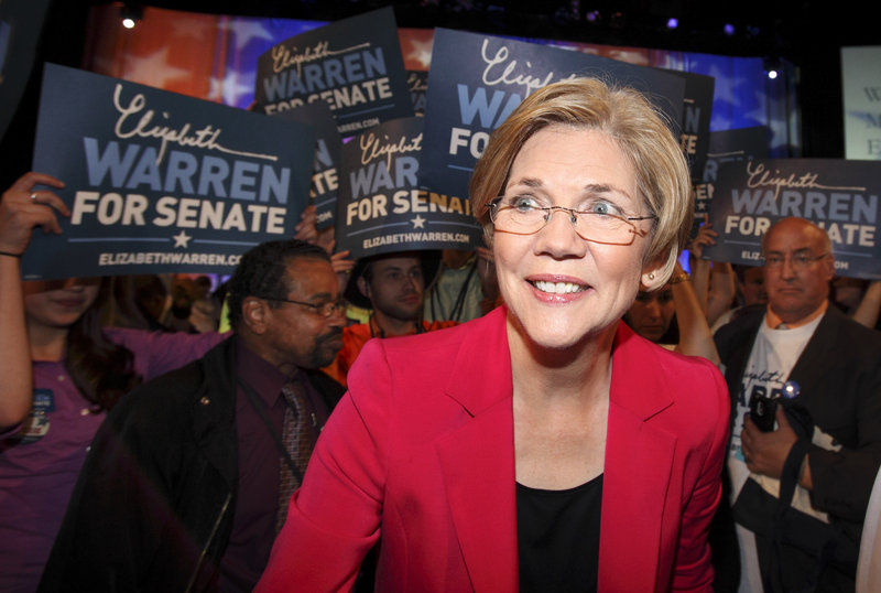 Elizabeth Warren, the presumptive Senate nominee, at Massachusetts’ Democratic convention in Springfield Saturday.