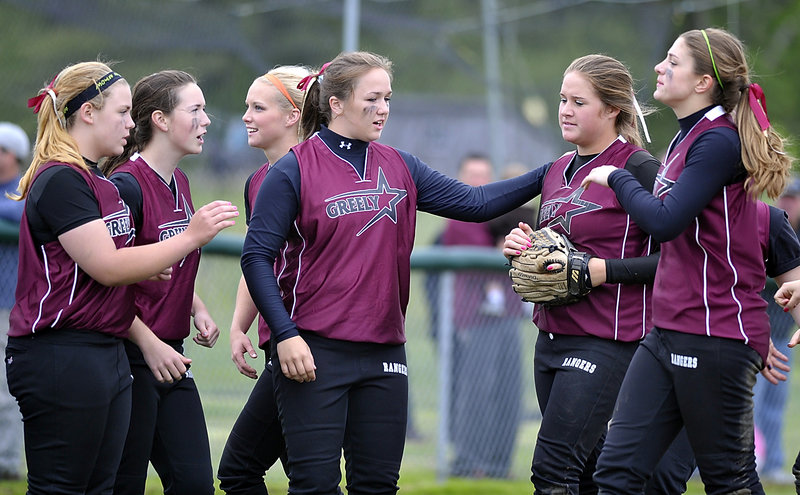 It was a job well done and the Greely softball players congratulated each other Thursday after earning a berth in the Western Class B semifinals with a 6-0 victory at home against Cape Elizabeth. The Rangers will be home Saturday against Leavitt.