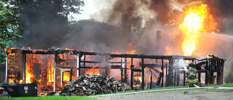 A large barn on Patten Hill Road in Hebron was hit by lightning Friday evening and set ablaze. The barn housed Slattery’s Stables, which offered boarding and carriage rides.