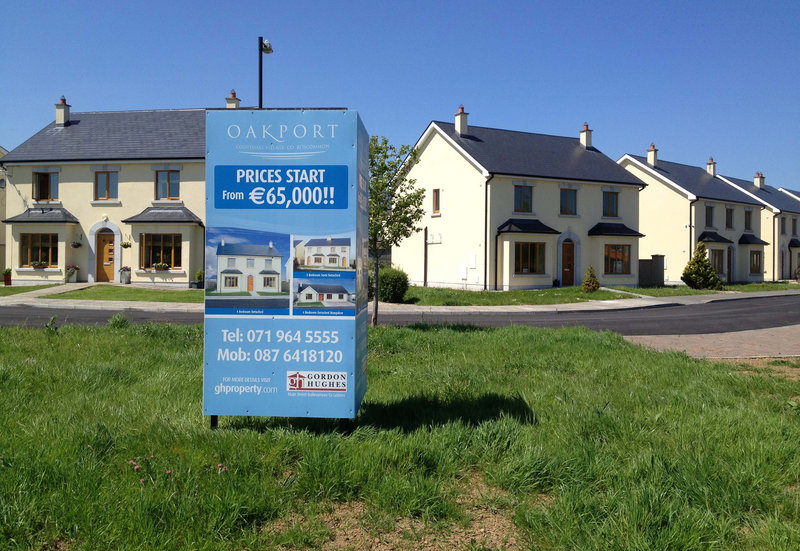 Empty homes in Cootehall’s new Oakport development are selling for as little as $81,000. During Ireland’s housing bubble, the homes would have sold for well over twice as much.