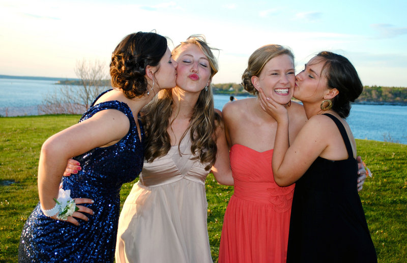 Cape Elizabeth High prom attendees Claire Muscat, Emmy Ham, Anna Pezzullo and Emily Muscat.