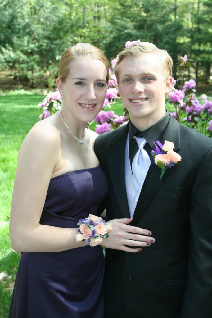 Elaine Miller and Paul "Boomer" Druchniak Jr. before the Bonny Eagle High School prom in Standish.