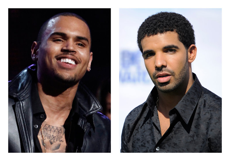 Chris Brown, left, and Drake