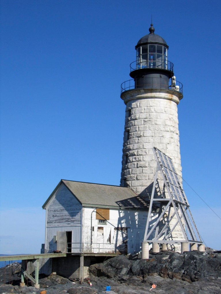 Halfway Rock Light Station is located about 10 miles east of Portland Head Light on a 2-acre rock ledge. The lighthouse, which began operating in 1871, is a 76-foot-tall granite tapered tower. Special feature: a boathouse.
