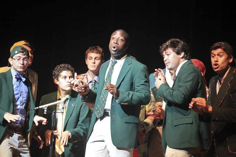 Michael Odokara-Okigbo of Portland performs with the Dartmouth Aires at “A Celebration of Dreams,” a kickoff concert for the Greater Portland Festival of Nations, on Sunday at Merrill Auditorium. Odokara-Okigbo donated $1,000 from his Mugadi Foundation to the Boy Singers of Maine for scholarships.