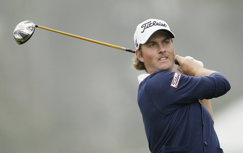Webb Simpson made four birdies in a five-hole stretch to climb into contention, and eventually took the lead when Jim Furyk and Graeme McDowell stumbled.