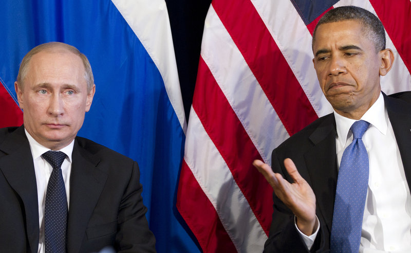 President Obama and Russian President Vladimir Putin emphasized common ground in dealing with Syria on Monday during a news conference in Los Cabos, Mexico.