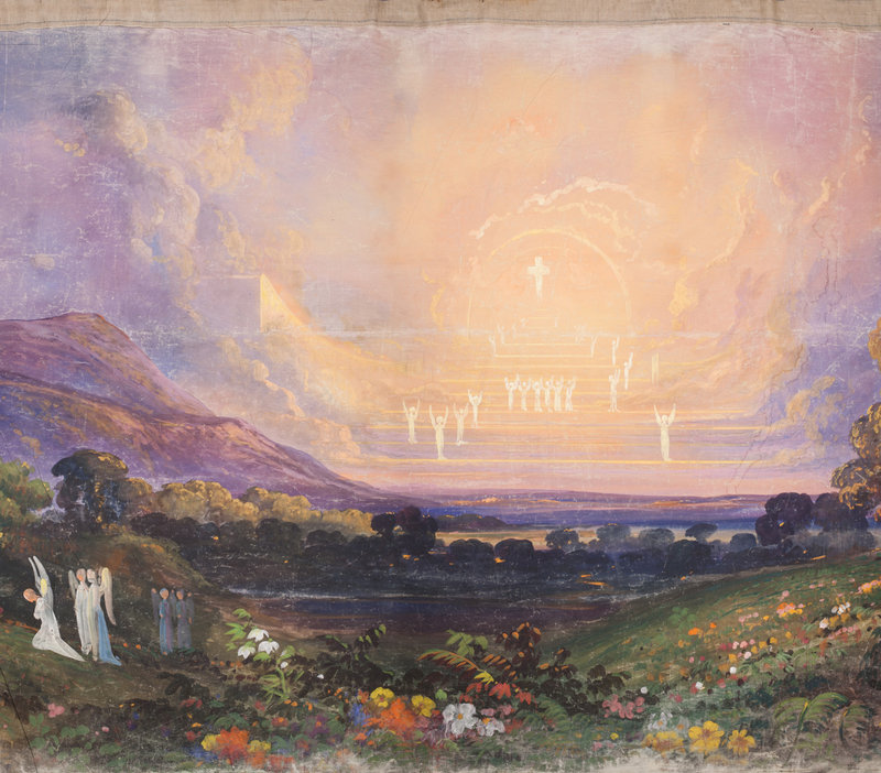 Artists Joseph Kyle and Edward Harrison May developed the idea for the panorama in 1848, working with a number of other artists, including Frederic Edwin Church, to provide designs for major scenes. Among the images on the scroll are “They Lose Their Way in the Valley of the Shadow of Death” by Daniel Huntington.