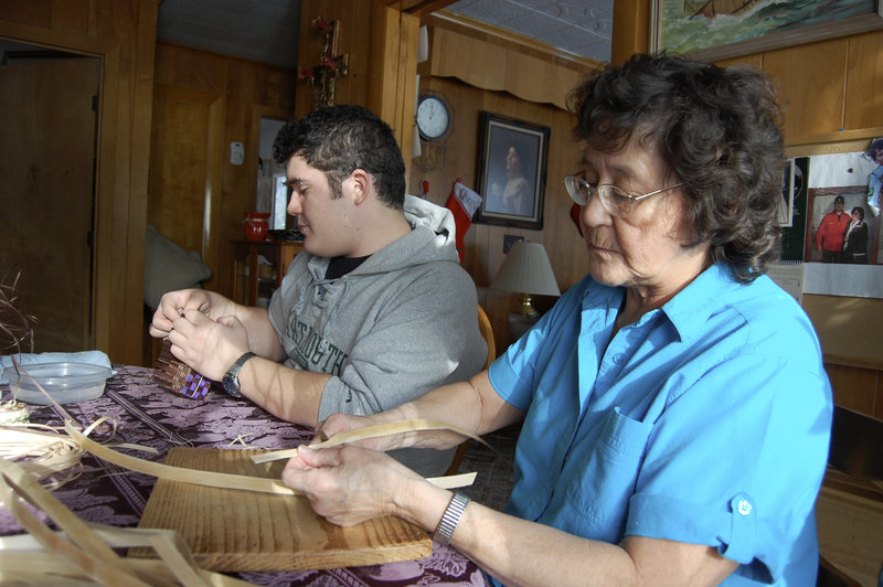 Molly Neptune Parker makes baskets with her grandson, George Neptune. Her sharing of skills with other generations is one reason why she was named a National Heritage fellow.