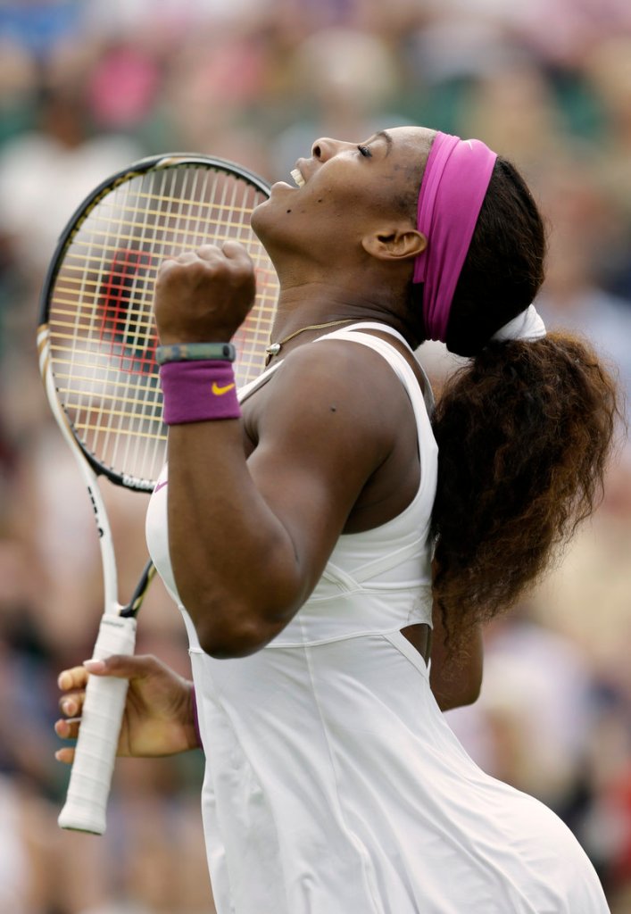 Serena Williams reacts Tuesday during an uneven first-round victory over Barbora Zahlavova Strycova of the Czech Republic.
