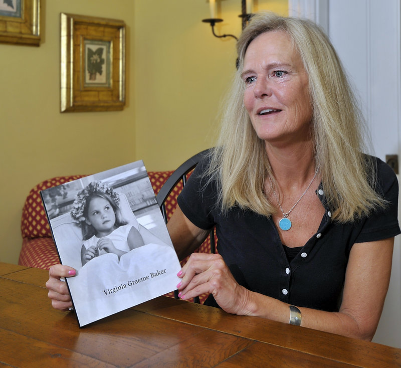 Nancy Baker, holding a book about her daughter, Virginia Graeme Baker, talks about the girl’s tragic drowning in a hot tub 10 years ago and the law she helped get passed by advocating for safer pool drains.