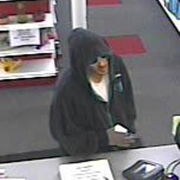 A man in his mid-20s to mid-30s with short brown hair and wearing white-rimmed sunglasses robbed the Community Pharmacy in Saco shortly before 4 p.m. today.