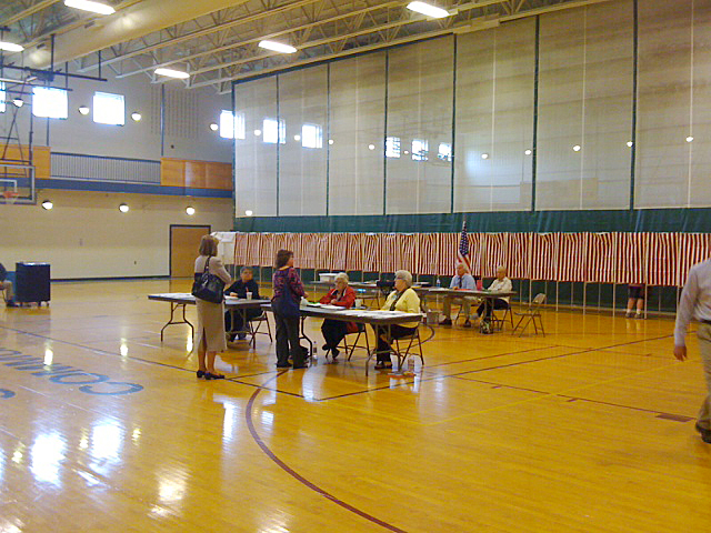 The scene at the South Portland Community Center polling place at lunchtime.