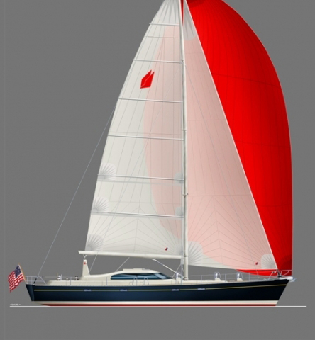 This is a drawing of what the 70-foot Deerfoot yacht will look like when it’s complete. The half-built vessel – a $3.69 million project – will be auctioned Aug. 1 in Thomaston.