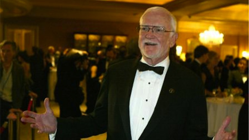 Academy President Frank Pierson arrives at the Academy of Motion Picture Arts and Sciences, Scientific and Technical Achievements Awards dinner in Pasadena Calif., Saturday, Feb. 14, 2004. Pierson died Monday, July 23, 2012, after a short illness. He was 87. (AP Photo / Chris Carlson)