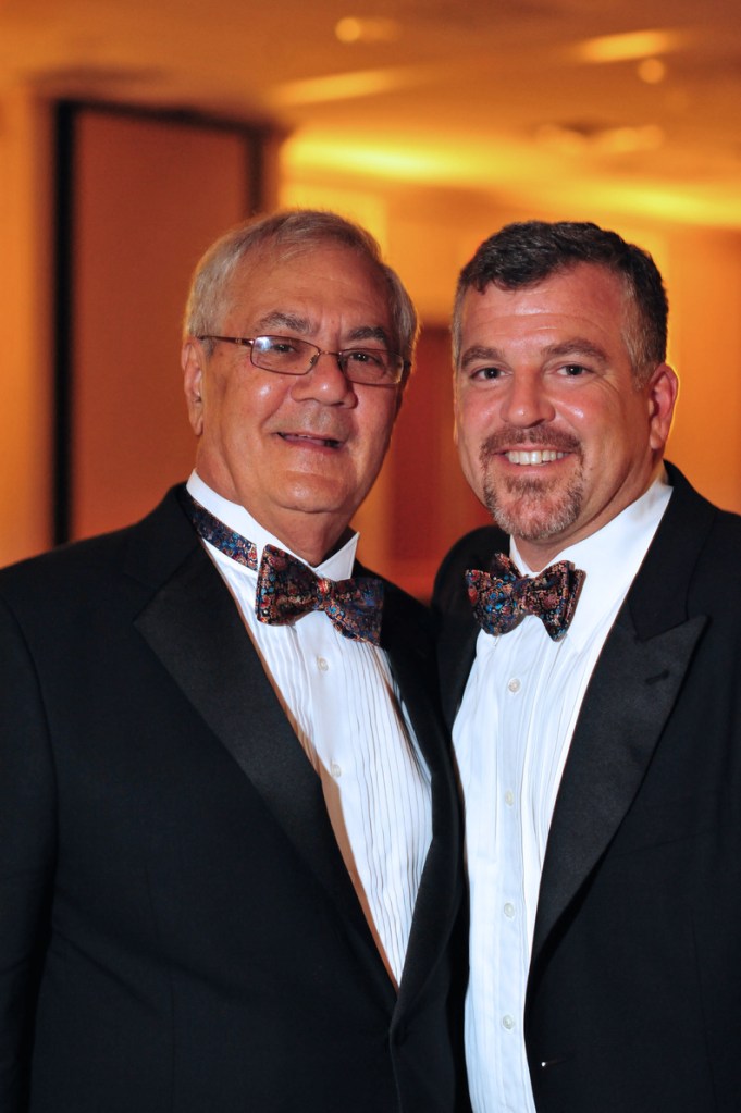 U.S. Rep. Barney Frank, D-Mass., left, and Jim Ready posing at their wedding reception Saturday in Newton, Mass.