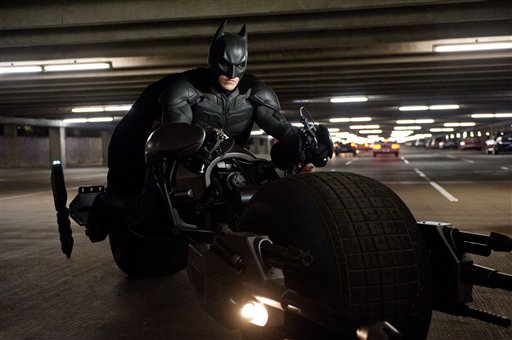This undated film image released by Warner Bros. Pictures shows Christian Bale as Batman in a scene from the action thriller "The Dark Knight Rises." (AP Photo/Warner Bros. Pictures, Ron Phillips) Christian Bale