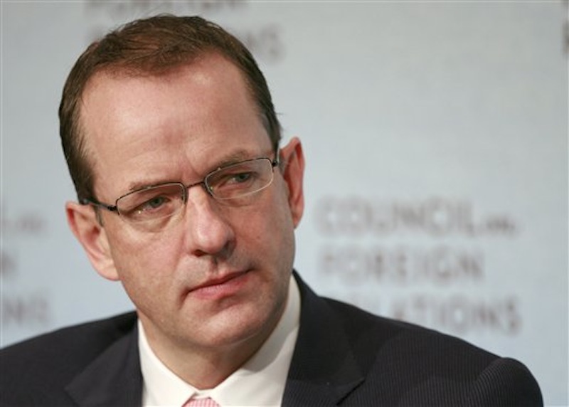 In this Jan. 20, 2010 file photo, Andrew Witty, CEO of GlaxoSmithKline, speaks in New York. GlaxoSmithKline LLC will pay $3 billion and plead guilty to promoting two popular drugs for unapproved uses and to failing to disclose important safety information on a third in the largest health care fraud settlement in U.S. history, the Justice Department said Monday. (AP Photo/Mark Lennihan, File)
