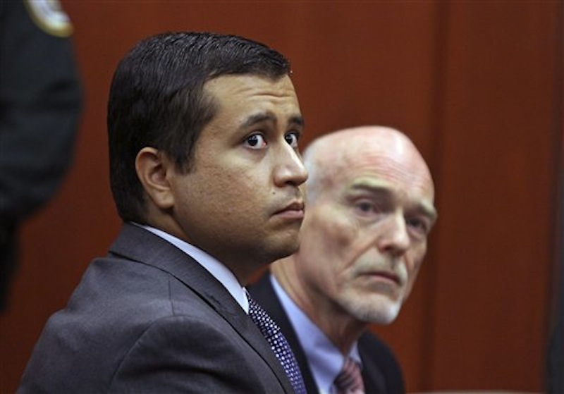 In this June 29, 2012 file photo, George Zimmerman, left, and attorney Don West appear before Circuit Judge Kenneth R. Lester, Jr. during a bond hearing at the Seminole County Criminal Justice Center in Sanford, Fla. Zimmerman called police multiple times to report black men he thought were suspicious in his neighborhood in the months before he fatally shot an African-American teen, but both his ex-fiance and the lead detective investigating Trayvon Martin's death didn't regard the ex-neighborhood watch leader as racist, according to documents and recordings released Thursday, July 12, 2012 by prosecutors. (AP Photo/Orlando Sentinel, Joe Burbank, Pool, File) George Zimmerman