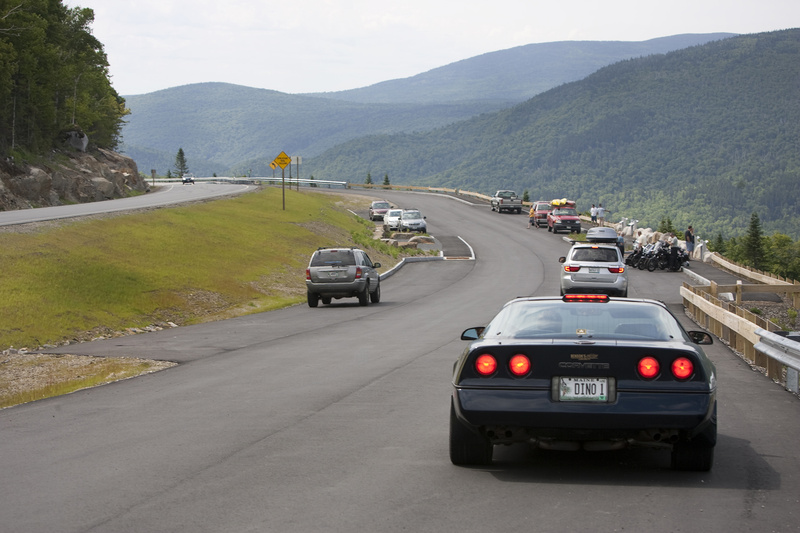 The first phase of work around the Height of Land scenic overlook on Route 17 near Rangeley allows motorists to pull over and enjoy the view without worrying about the logging traffic that would prove dangerous without the addition.