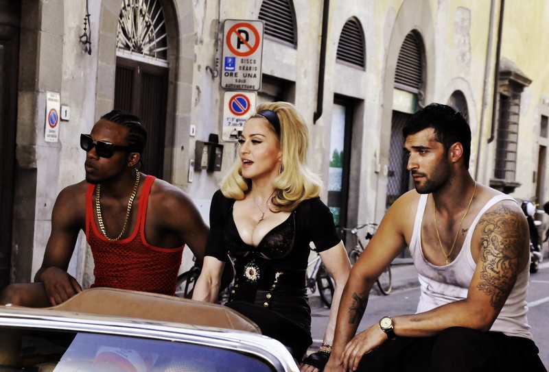 Pop star Madonna films a music video for her new single, "Turn Up The Radio," in Florence, Italy. The video will premiere on Vevo on Monday.