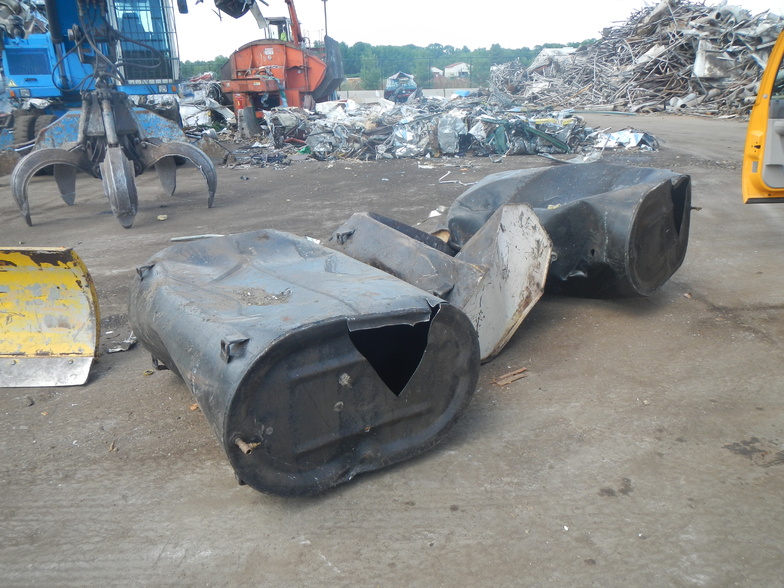 Investigators believe these three tanks, which were sold as scrap at Schnitzer Steel Industries Inc. on Riverside Street in Portland, previously contained old heating oil that was dumped illegally into two stormwater catch basins at Falmouth and St. John streets.