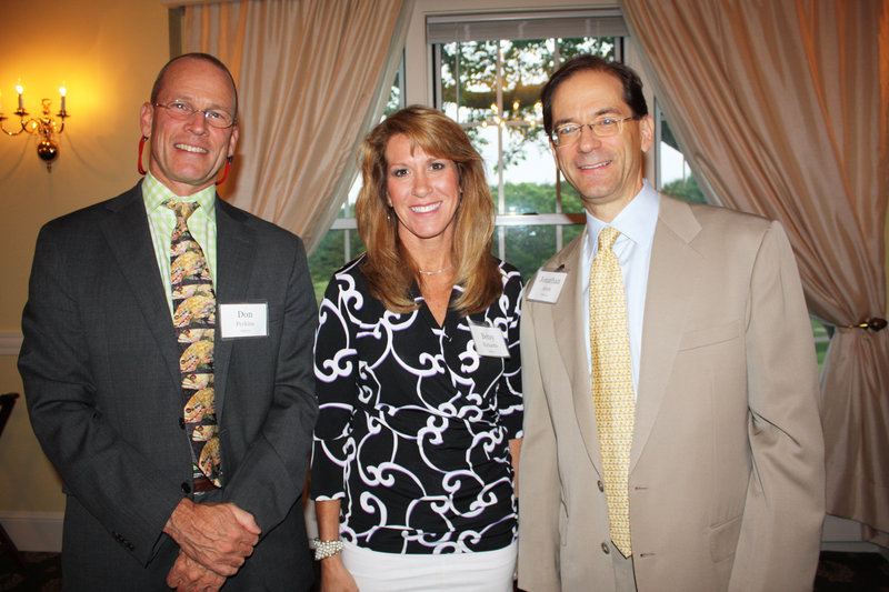 Don Perkins, president of Gulf of Maine Research Institute, Betsy Richards, corporate communications manager for Idexx, and Jonathan Ayers, chairman, president and CEO of Idexx.