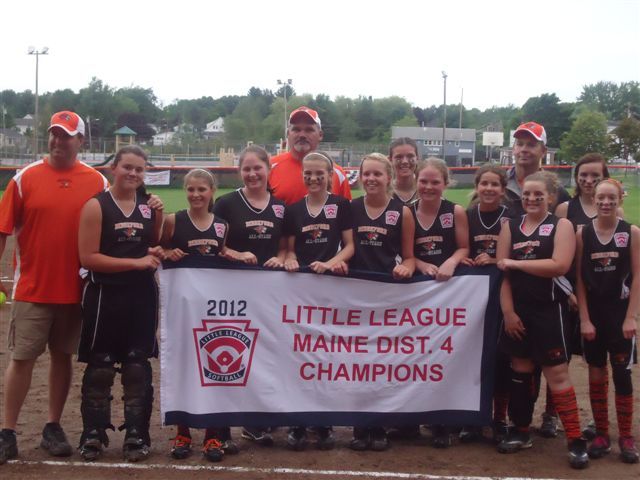 The Biddeford Little League softball all-stars qualified for the state tournament by winning the District 4 championship. Team members, from left to right: Brook Davis, Ailaina Keely, Jordan Boucher, Grace Martin, Lillie Donovan, Alex Chase, Katie Stewart, Chantel Gagnon, Gabby Smith, Hailey Kendrick and Kristen Thompson. Coaches, left to right, are Andy Donovan, Scott Stewart and Steve Martin.