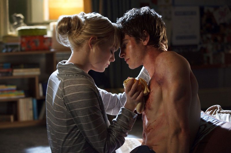 Andrew Garfield is Peter Parker, and Emma Stone is Gwen Stacy in “The Amazing Spider-Man.”