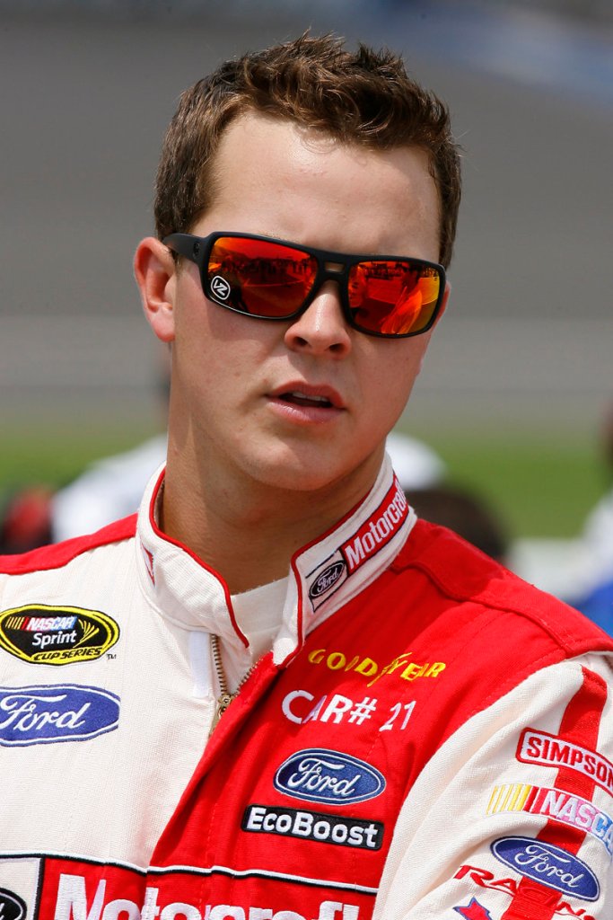 Trevor Bayne watches the Sprint Vision screen uring qualifying for the NASCAR Sprint Cup Series Quicken Loans 400 auto race at Michigan International Speedway in Brooklyn, Mich., last month.