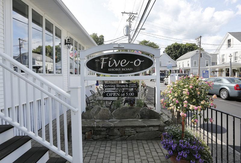 Five-O has a lounge area that offers an escape from the bustling street in Ogunquit. There’s a full bar with half a dozen beers on tap and a martini menu with standards and unique mixes.