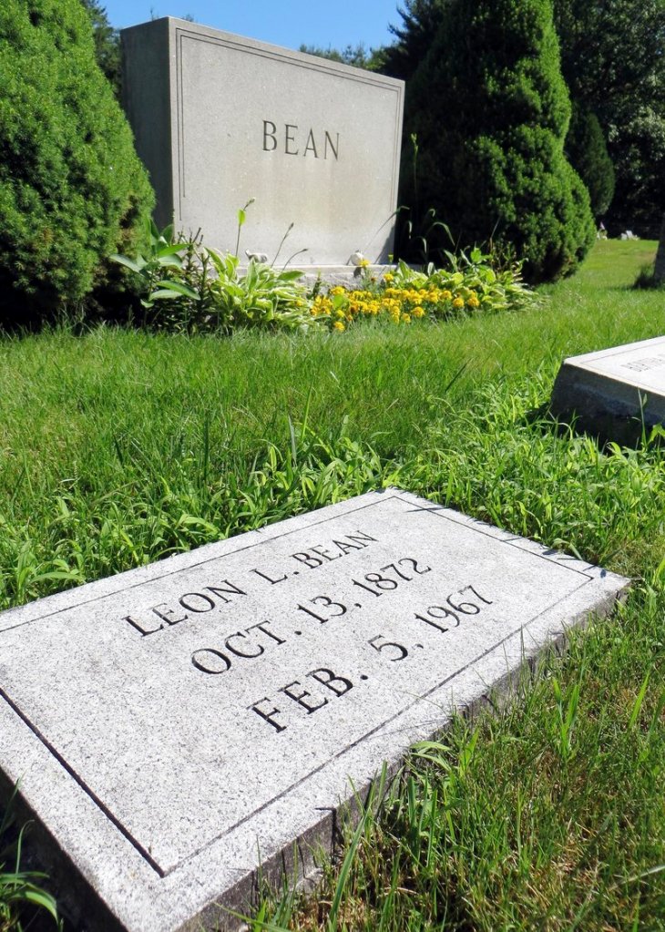 This photo taken Tuesday shows a grave marker at Webster Cemetery in Freeport for Leon L. Bean, the founder of the famous outdoors outfitter in Freeport.