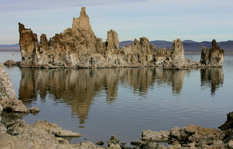 A photo shows Mono Lake near Lee Vining, Calif. In 2010, scientists reported that bacteria from the lake could thrive on arsenic instead of the usual elements needed to sustain life. Now two new studies cast doubt on those results.