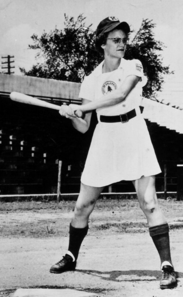 Doris Sams, shown around 1950-1953, was an outstanding athlete even before she became a leading player for the Kalamazoo Lassies. At age 9, “Nobody in the neighborhood could outrun her,” says a cousin.
